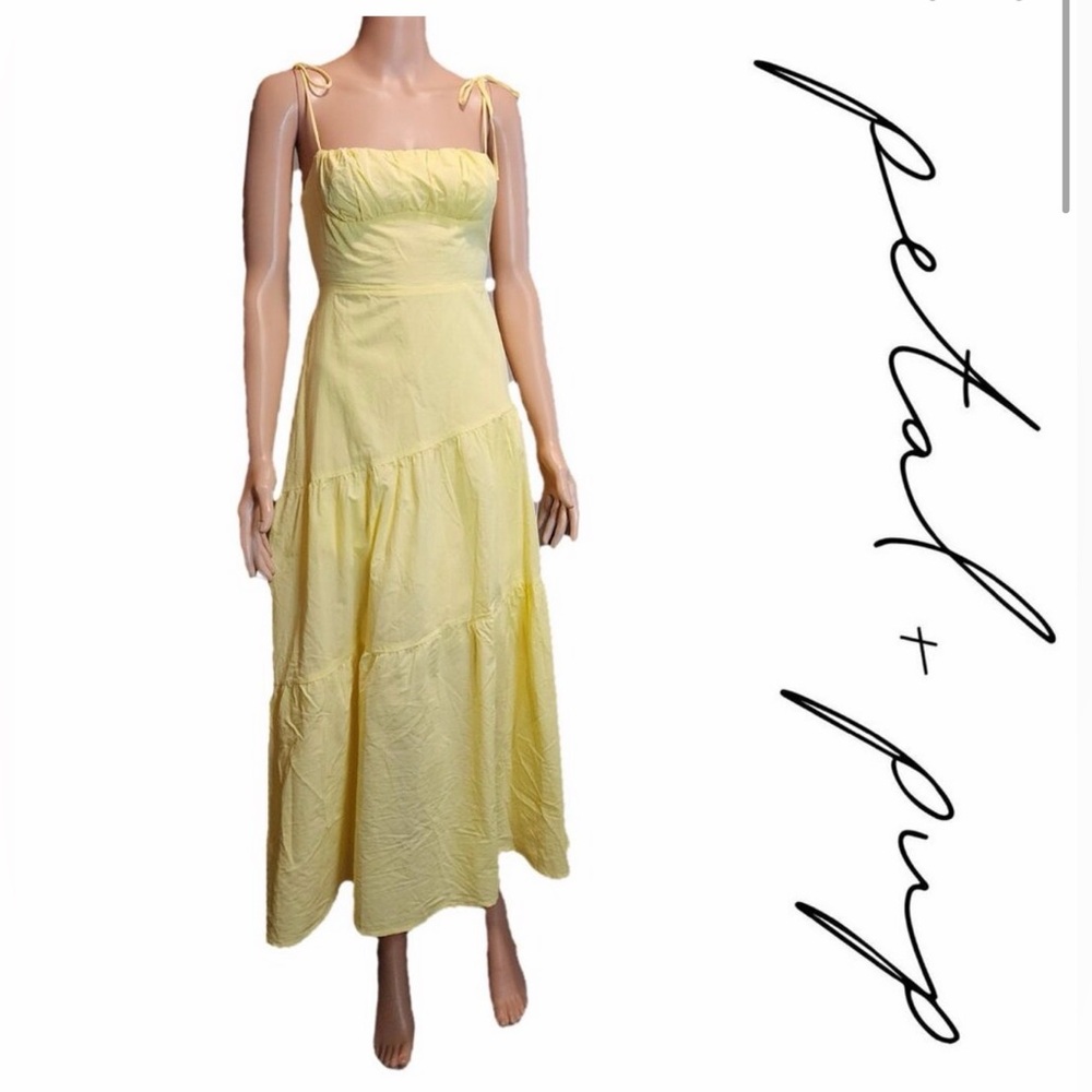 Petal & Pup Brexley Tiered Maxi Dress - Color Lemon Size Small